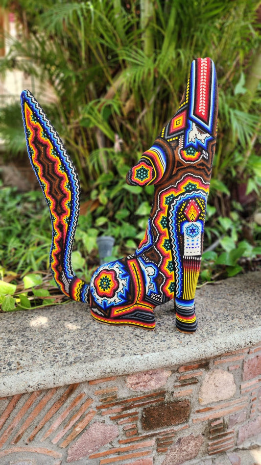 Huichol Hand Beaded Coyote By  Santos Bautista PP5878