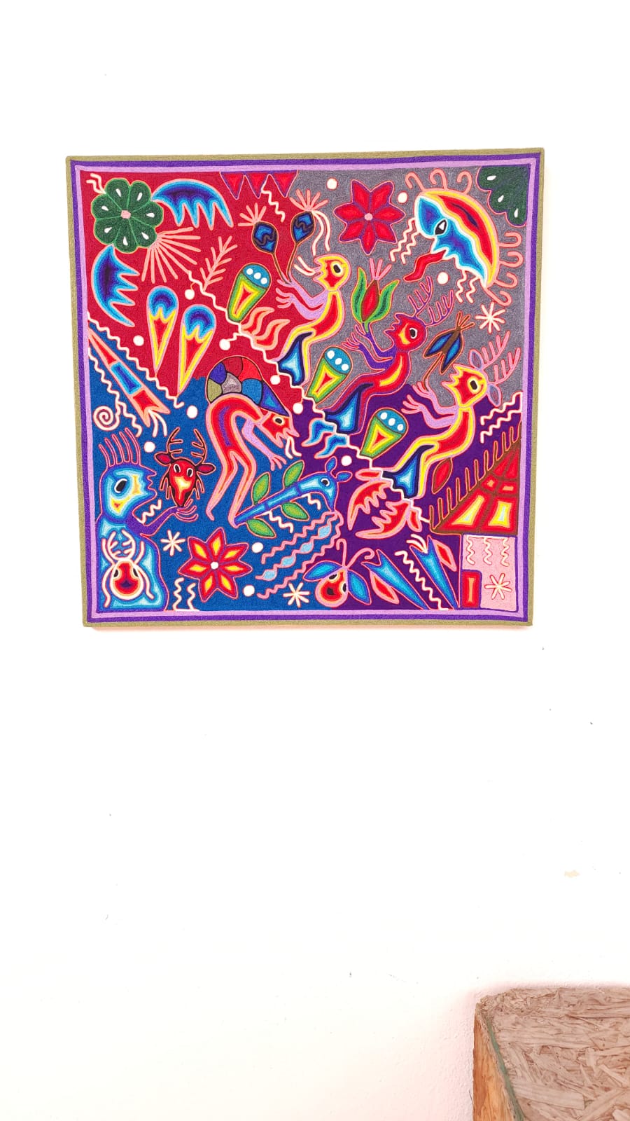Huichol Yarn Painting Mexican Folk Art by Hilaria Chavez Carrillo PP5881