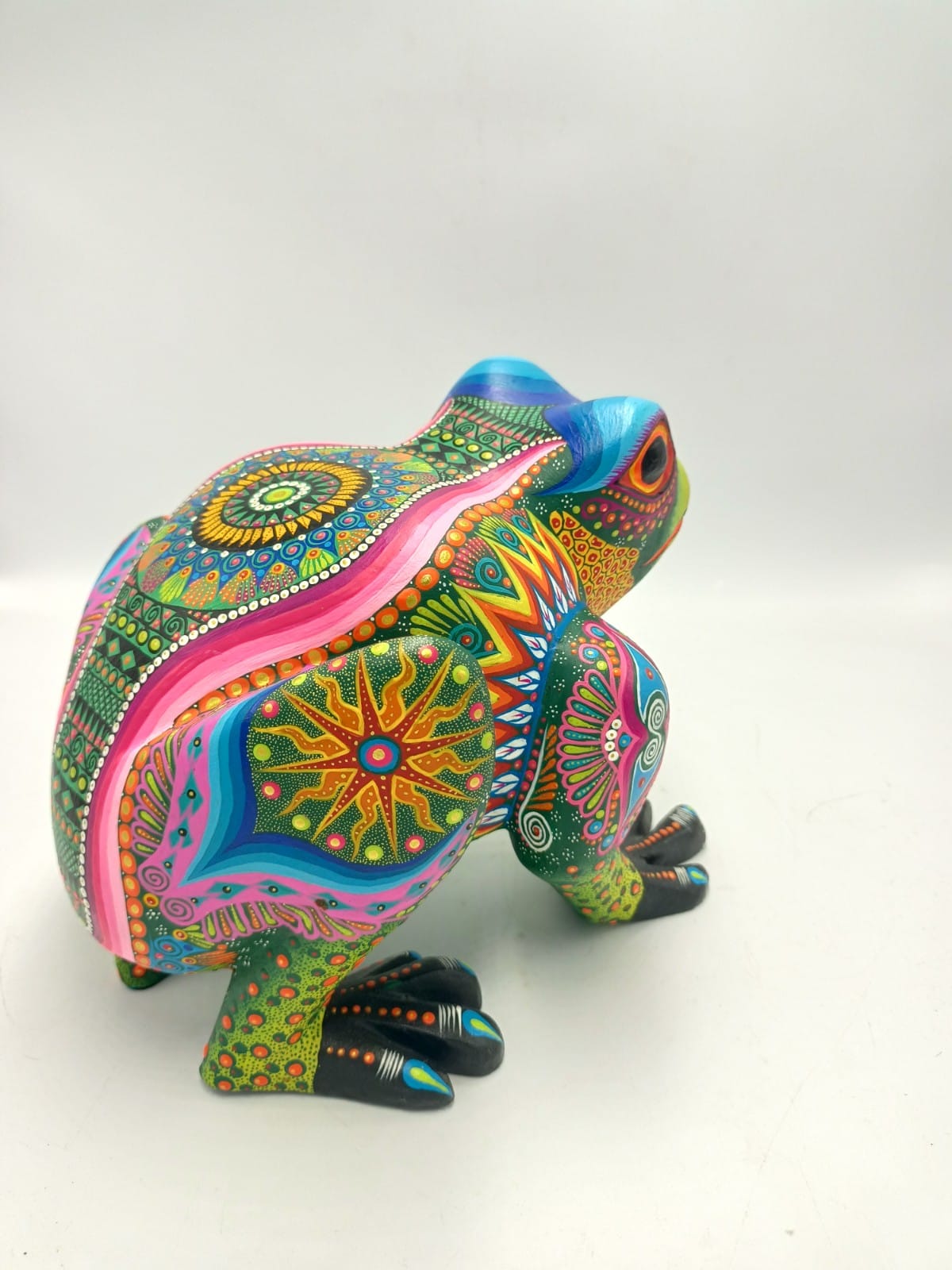Oaxacan Wood Carving Alebrije Nahual Hand Made Frog By Luis Sosa PP4773