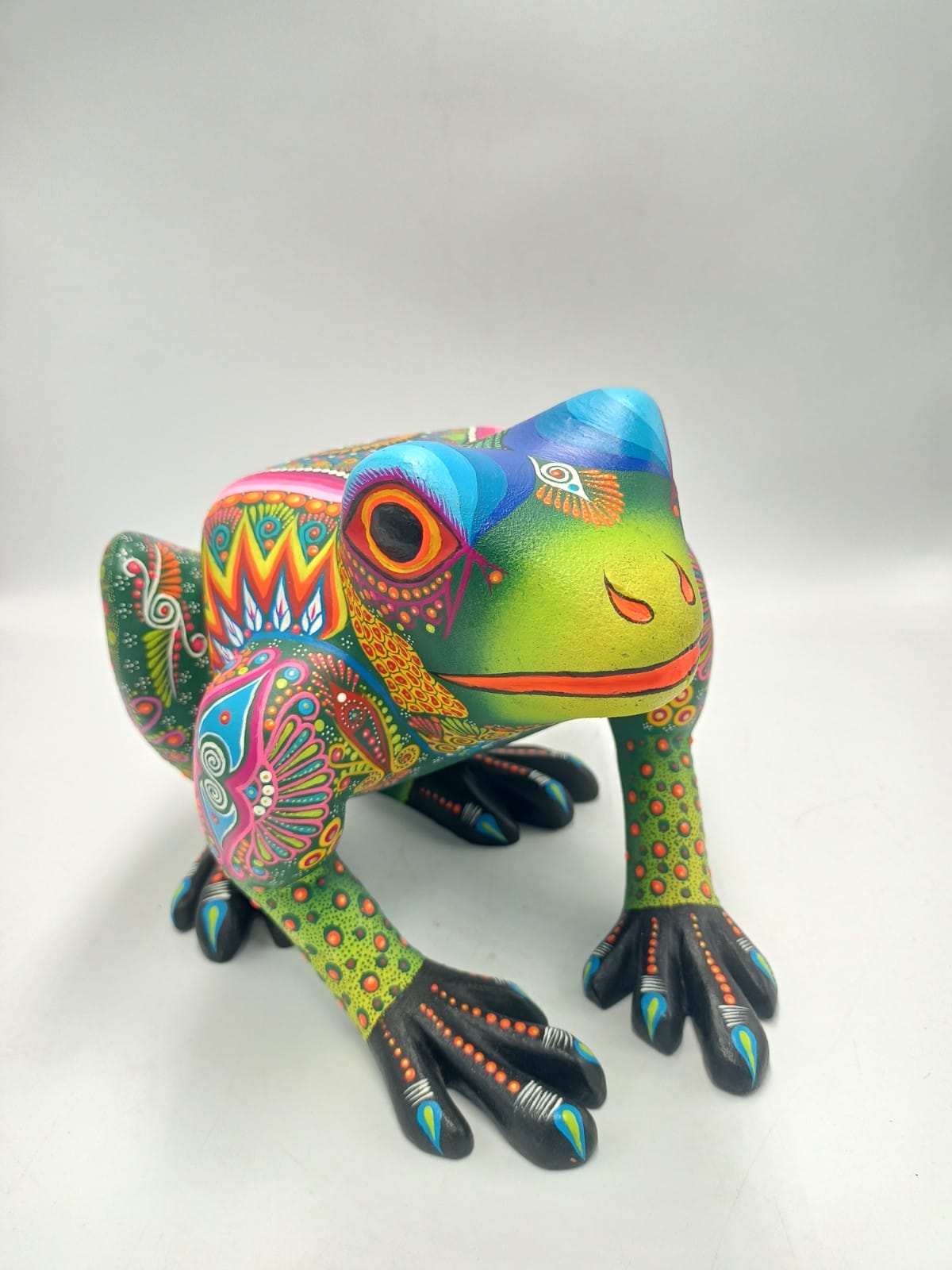 Oaxacan Wood Carving Alebrije Nahual Hand Made Frog By Luis Sosa PP4773