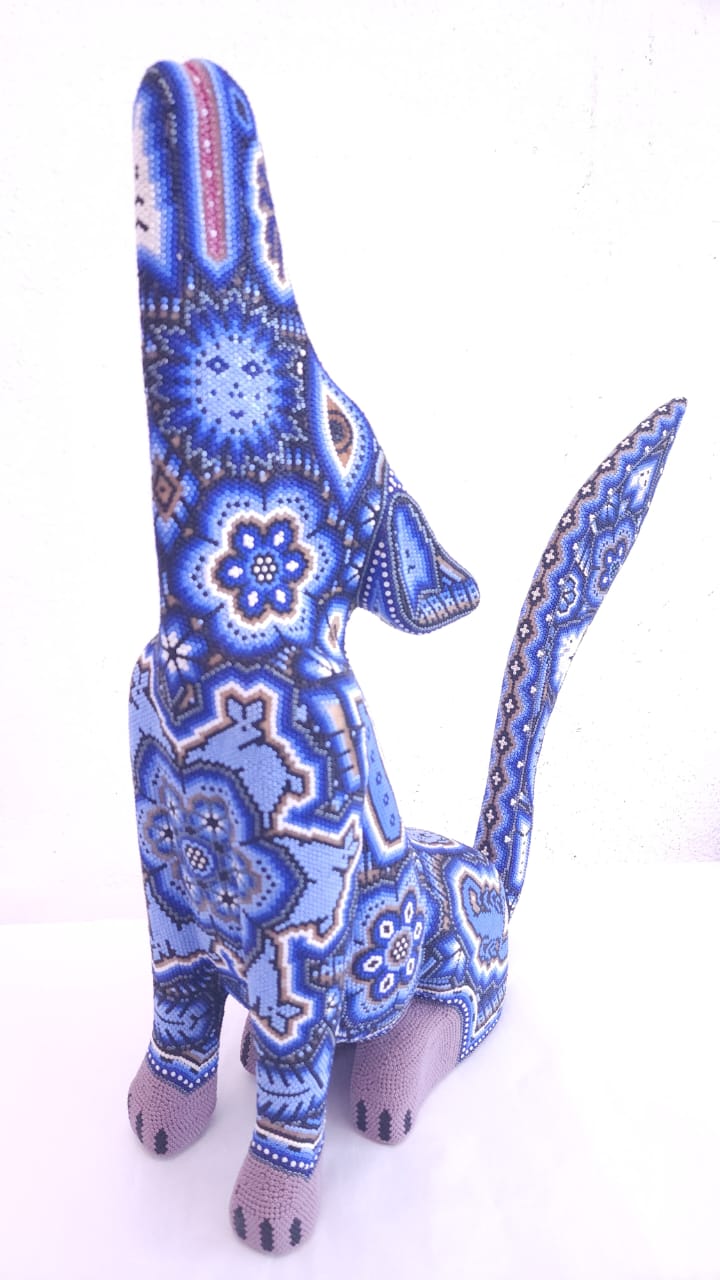Mexican Folk Art Huichol Beaded Fox by Isandro Villa Lopez PP5880