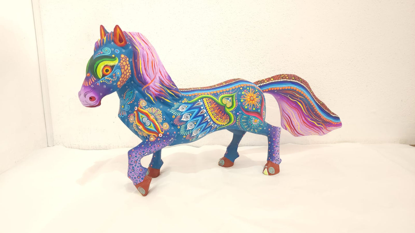 Oaxacan Wood Carving Hand Made Horse By Estudio 2403 PP4621