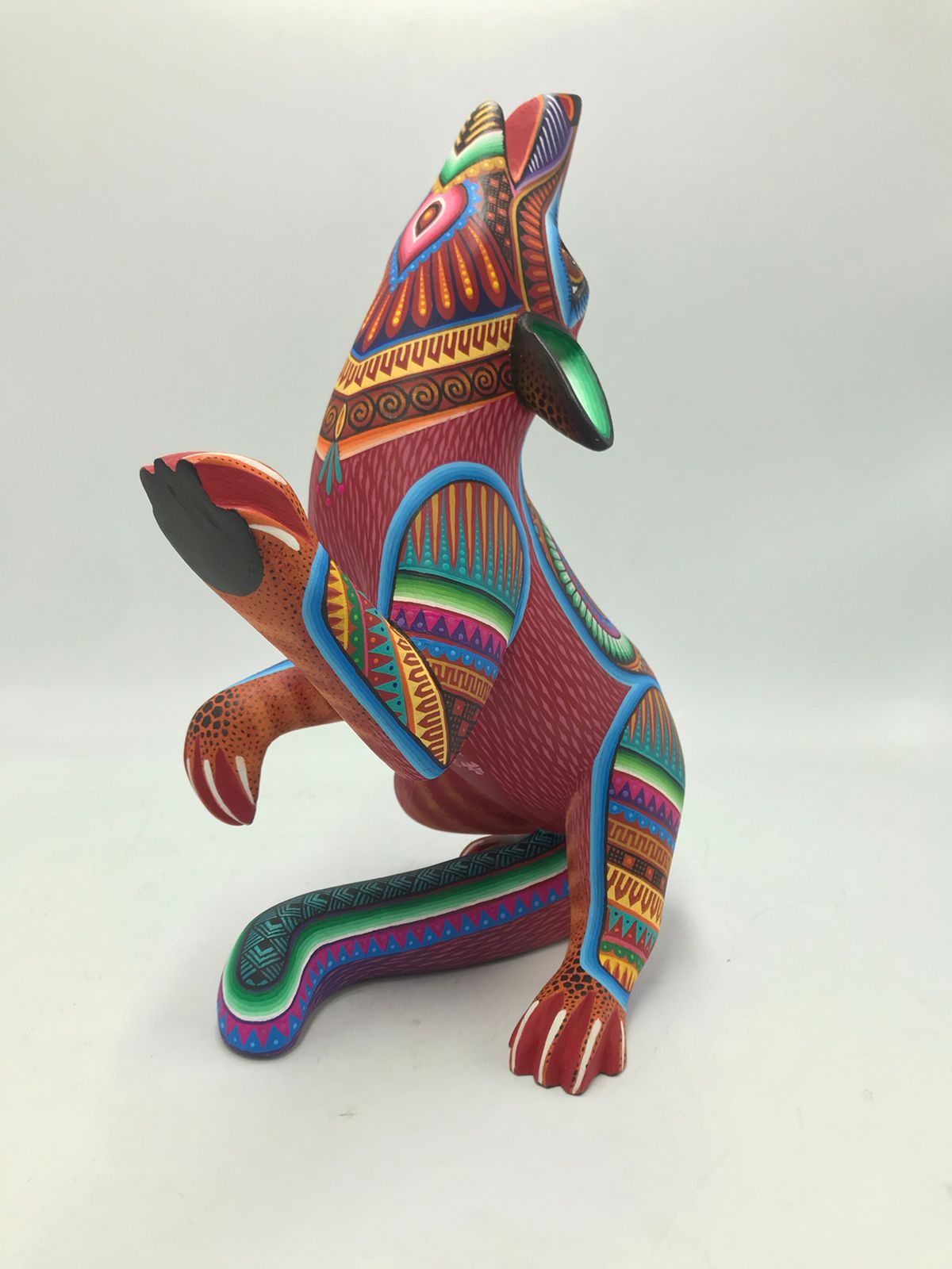 Mexican Oaxacan Wood Carving Fox By Julia Fuentes PP5920