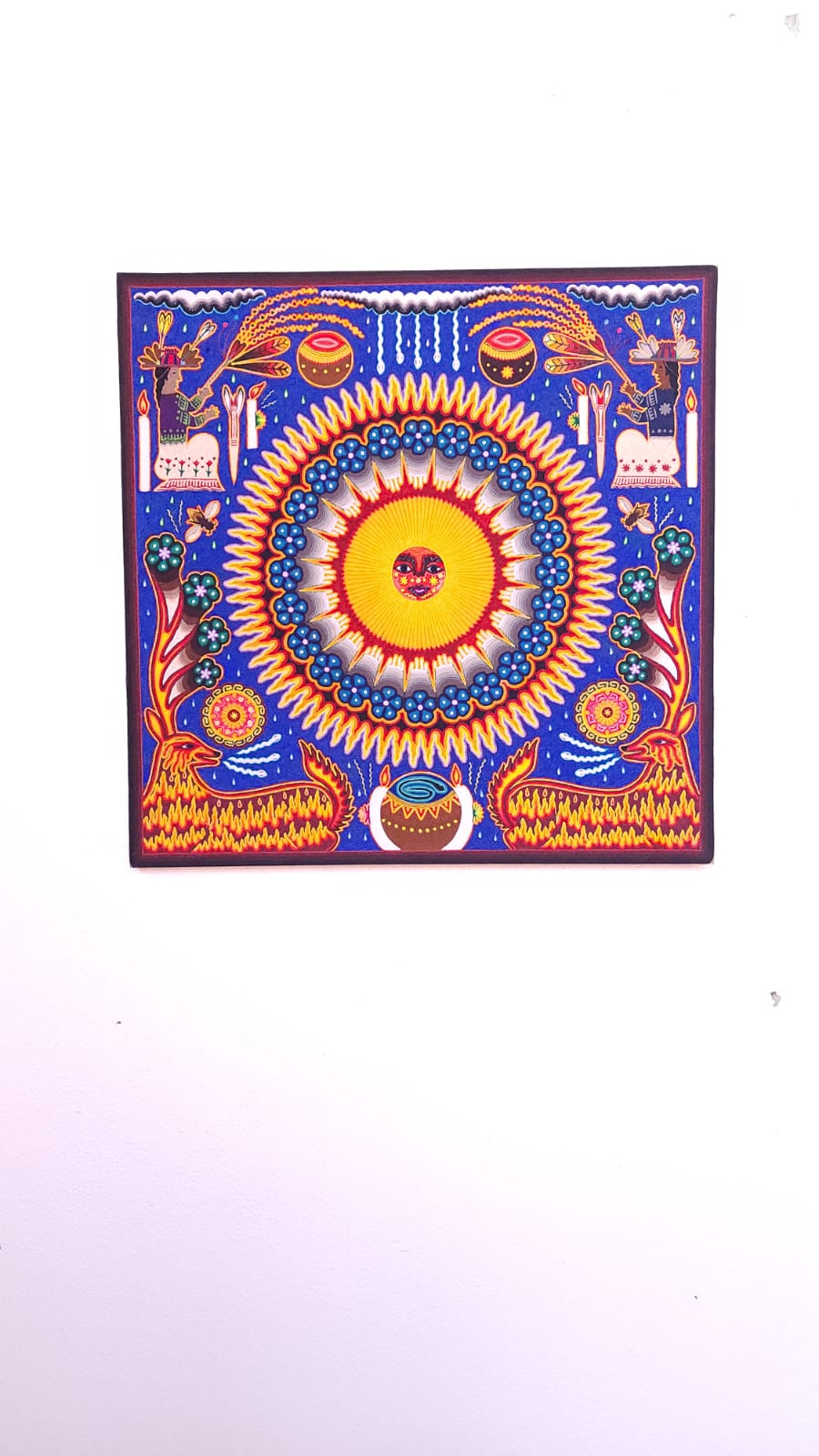 Huichol Indian Yarn Painting by  Samuel Hernandez  PP5905