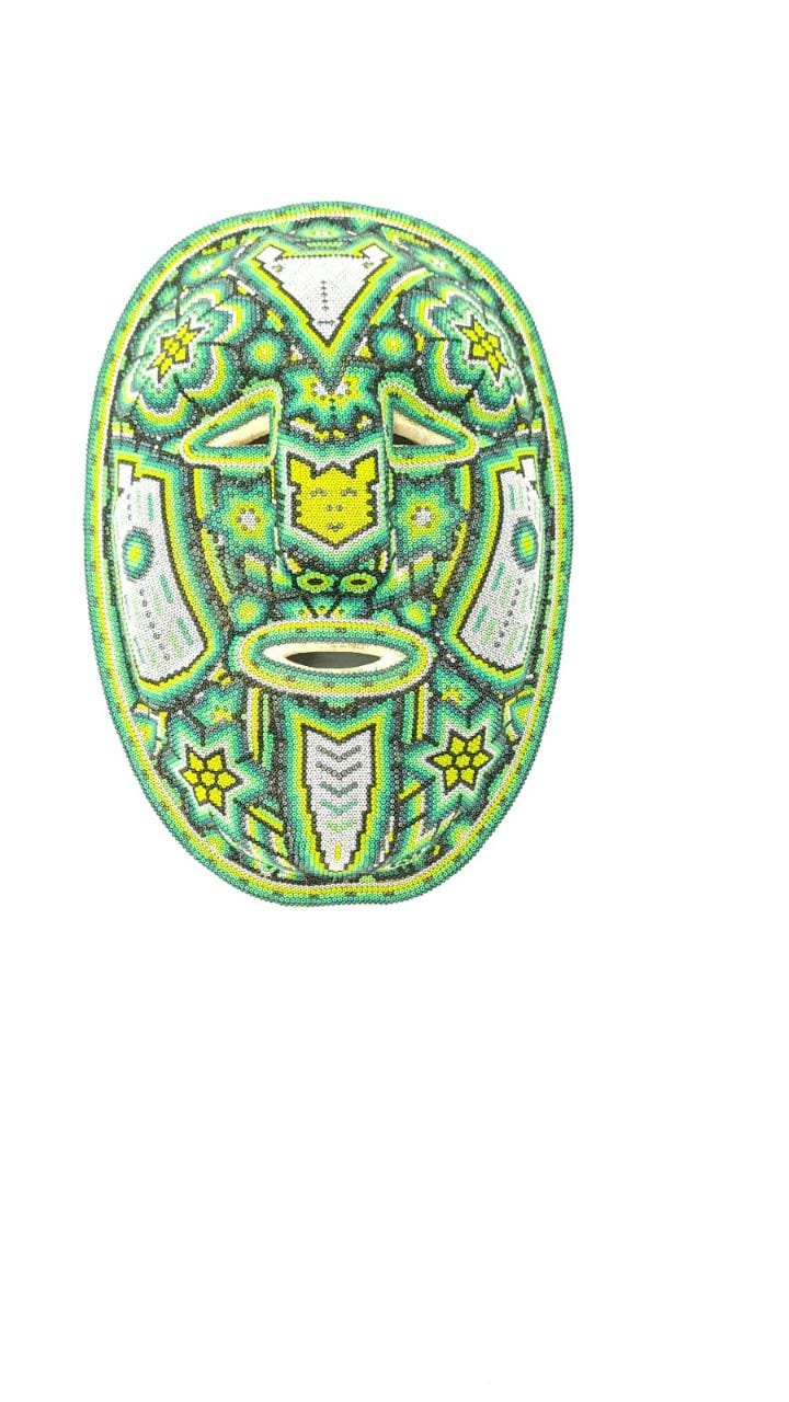 Neat Mexican Huichol Hand Beaded Mask By Isandro Villa PP5980