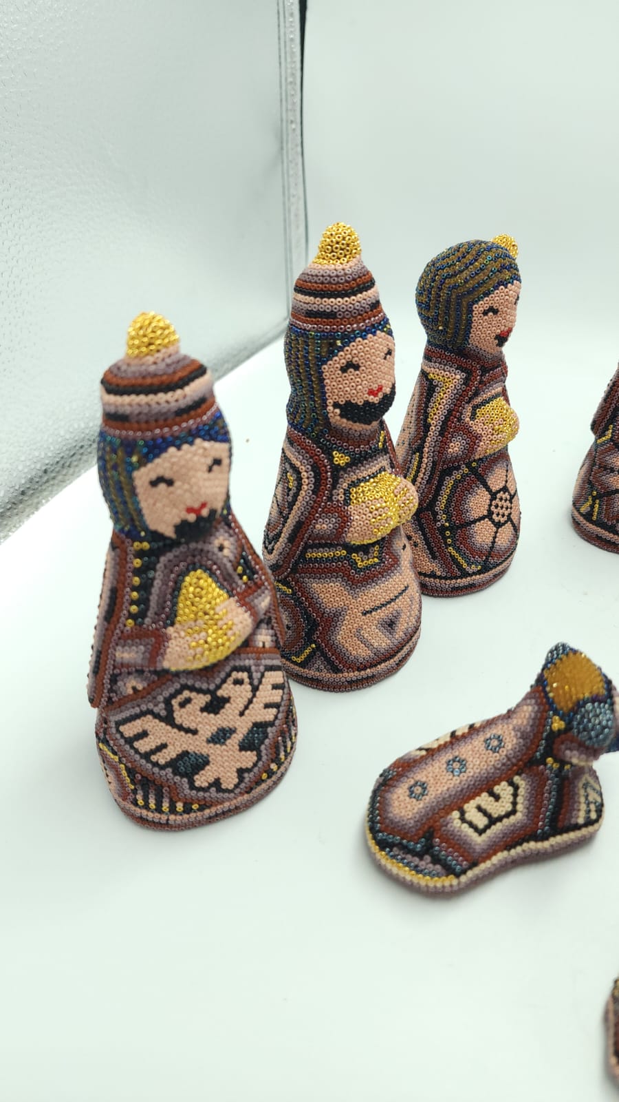 Hand Beaded Huichol Mexican Folk Art Nativity Set By  Mayola Villa PP6085