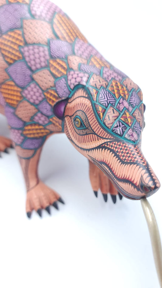 Oaxacan Wood Carving Pangolin By Jacobo y Maria Angeles PP6096