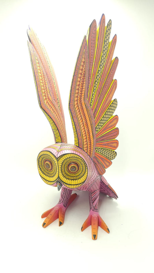 Oaxacan Wood Carving Owl By Jacobo y Maria Angeles PP6097