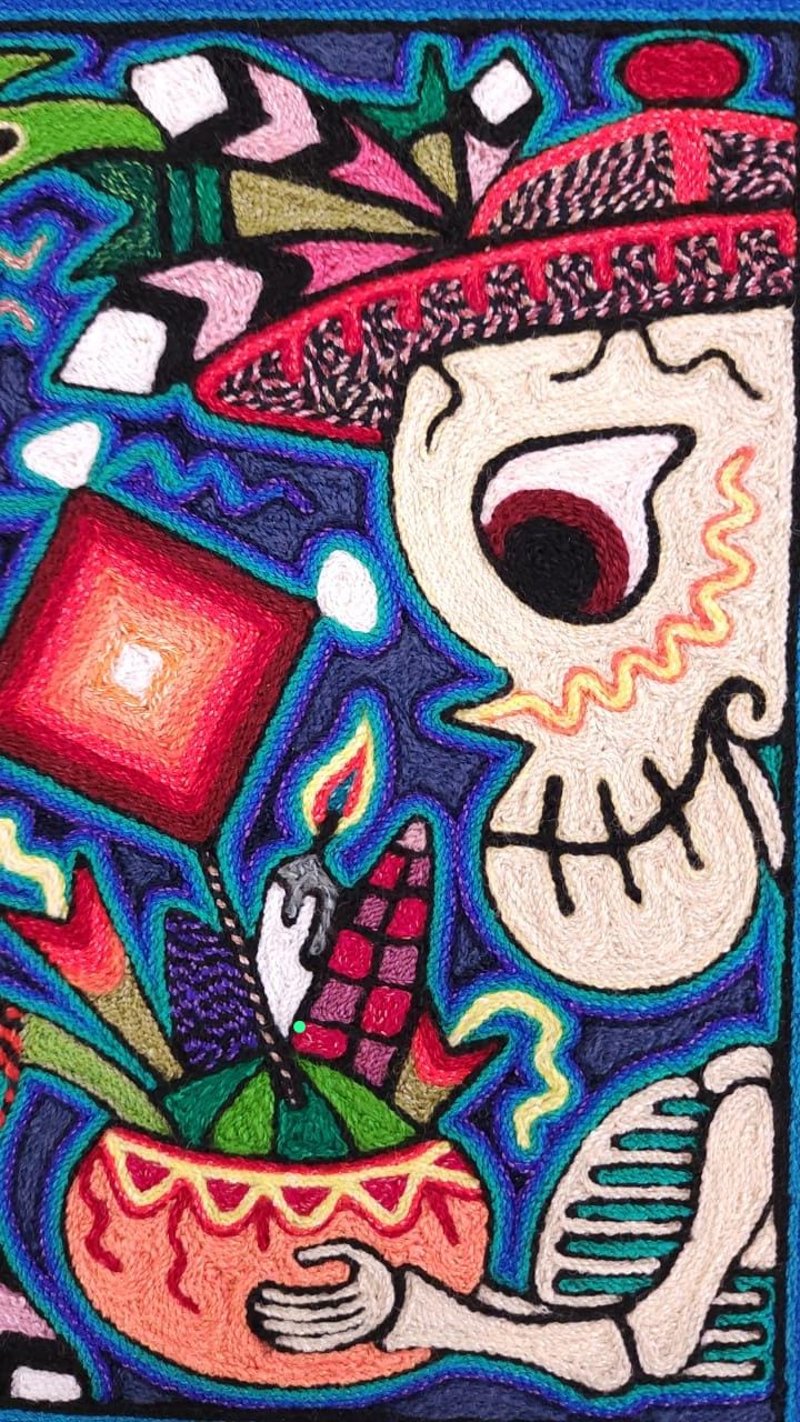 Huichol Indian  Yarn Painting  by Luis Castro  PP6132