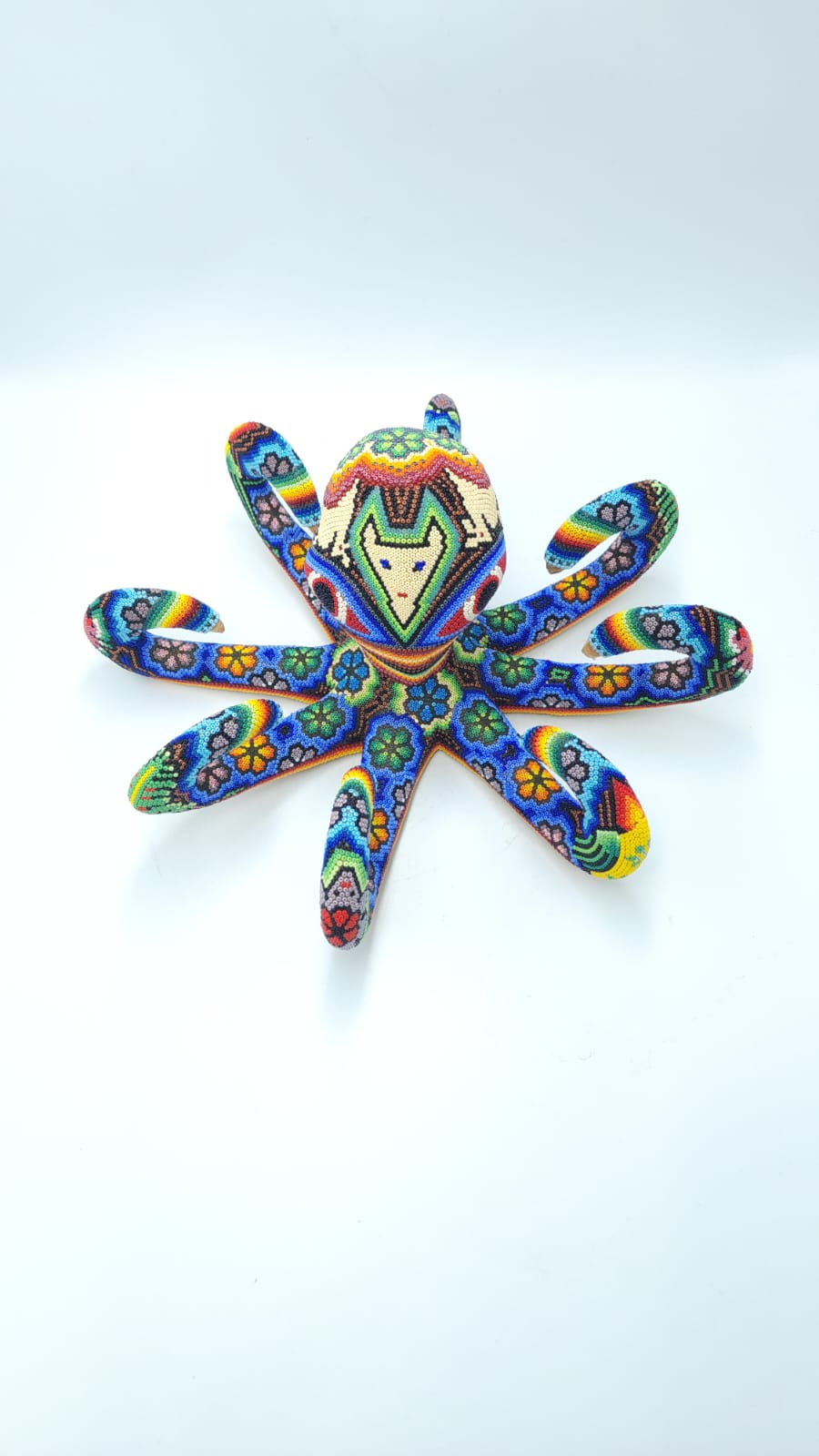 Hand Beaded Huichol Indian Mexican Folk Art Octopus By Morelia Lopez PP6146