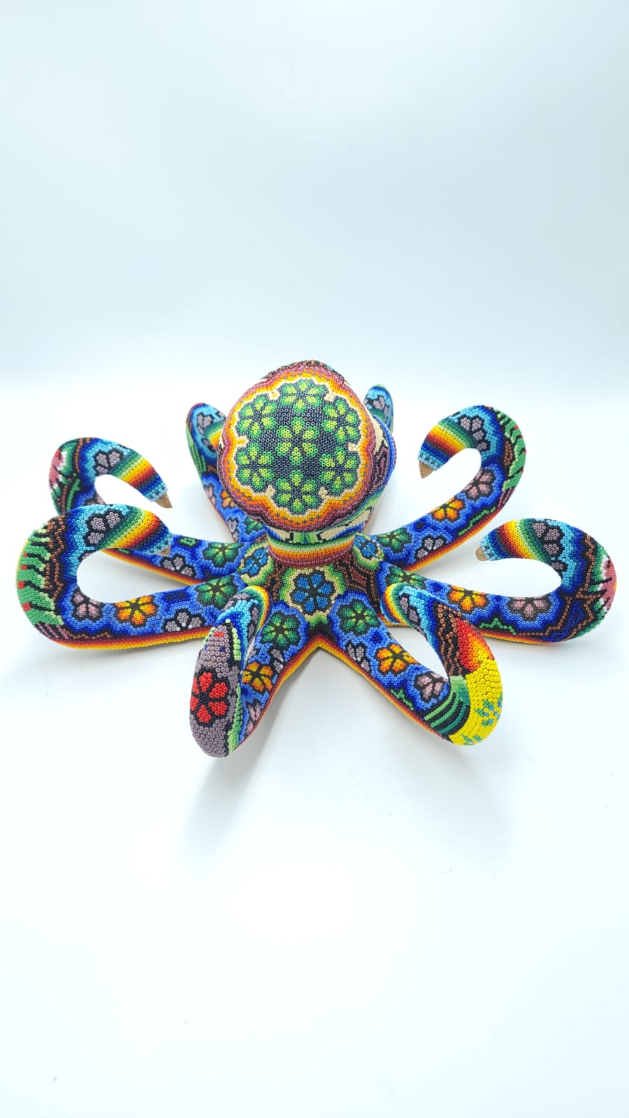 Hand Beaded Huichol Indian Mexican Folk Art Octopus By Morelia Lopez PP6146