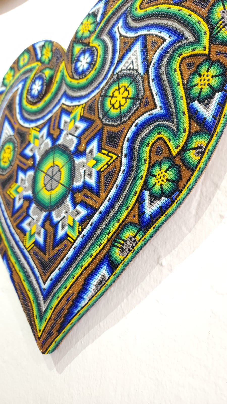 Huichol Hand Beaded Mexican Folk Art Heart  By  Santos Bautista PP6170