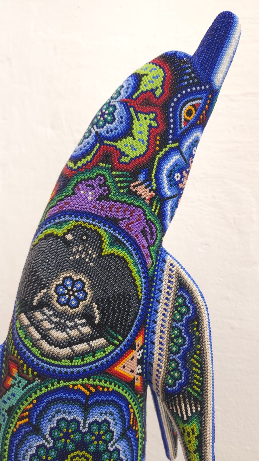 Huichol Mexican Folk Art Hand Beaded Dolphin By Florencio Lopez PP6172