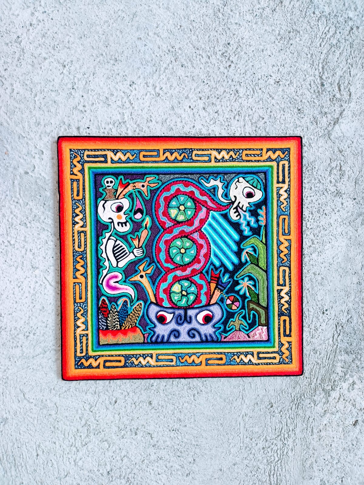 Huichol Indian Yarn Painting by Luis Castro PP6230