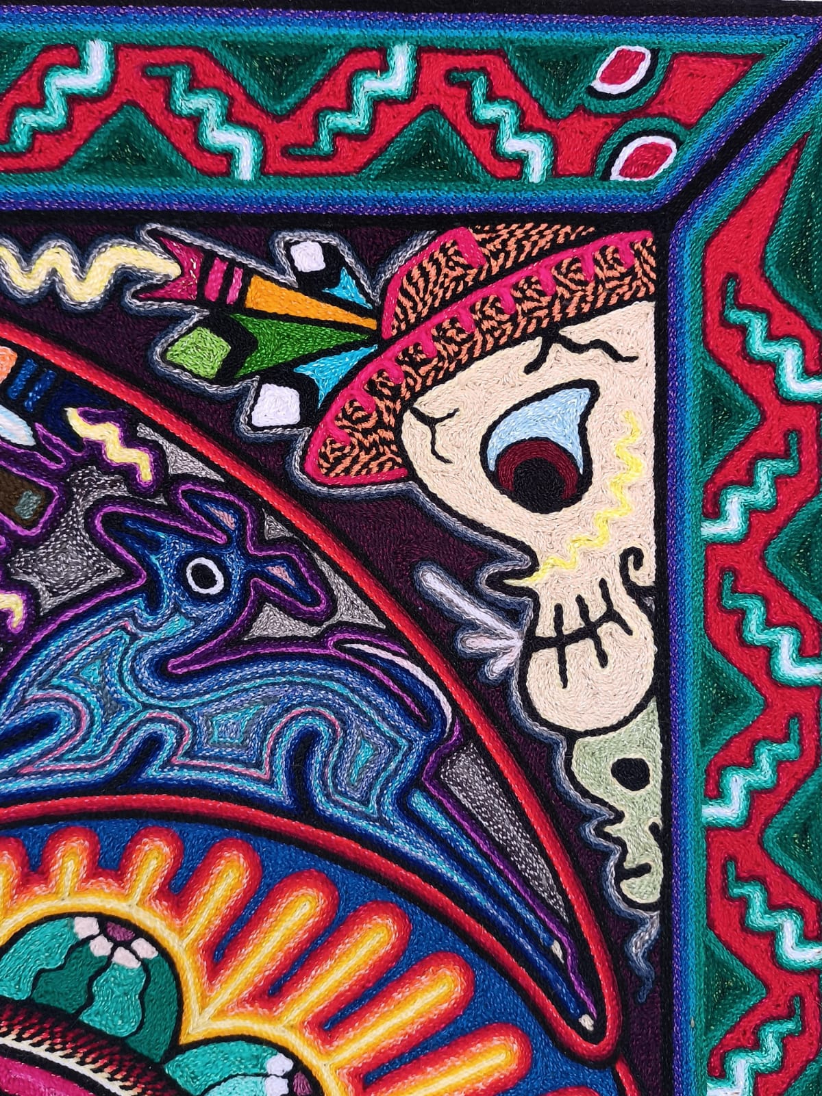 Huichol Indian Yarn Painting by  Luis Castro PP6180