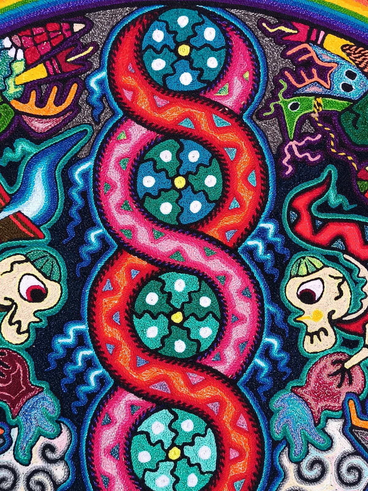 Huichol Indian Yarn Painting by  Luis Castro PP6179