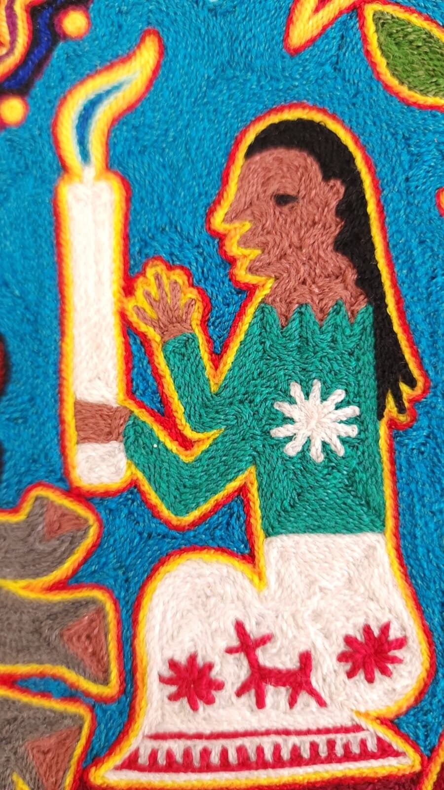 Huichol Indian Yarn Painting by  Samuel Hernandez  PP6193