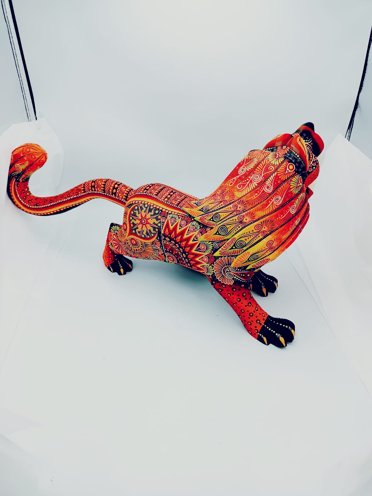 Oaxacan Wood Carving Alebrije Nahual Hand Made Lion By Luis Sosa PP6274