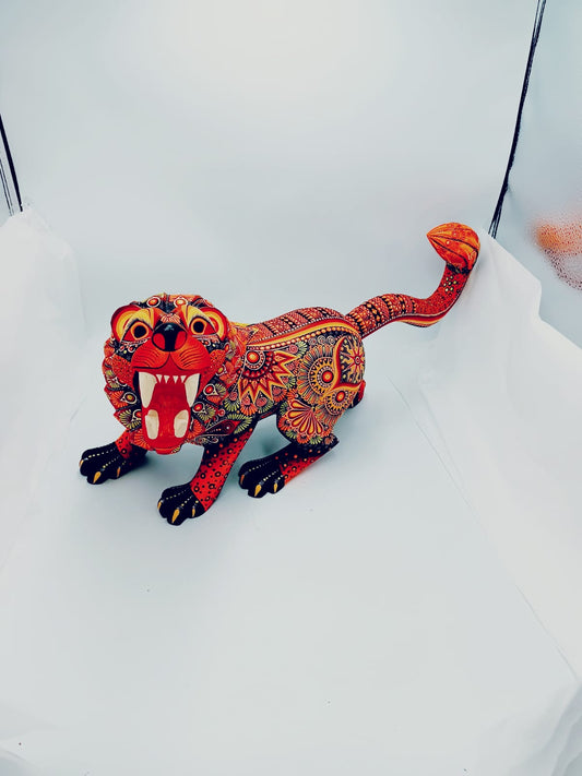 Oaxacan Wood Carving Alebrije Nahual Hand Made Lion By Luis Sosa PP6274