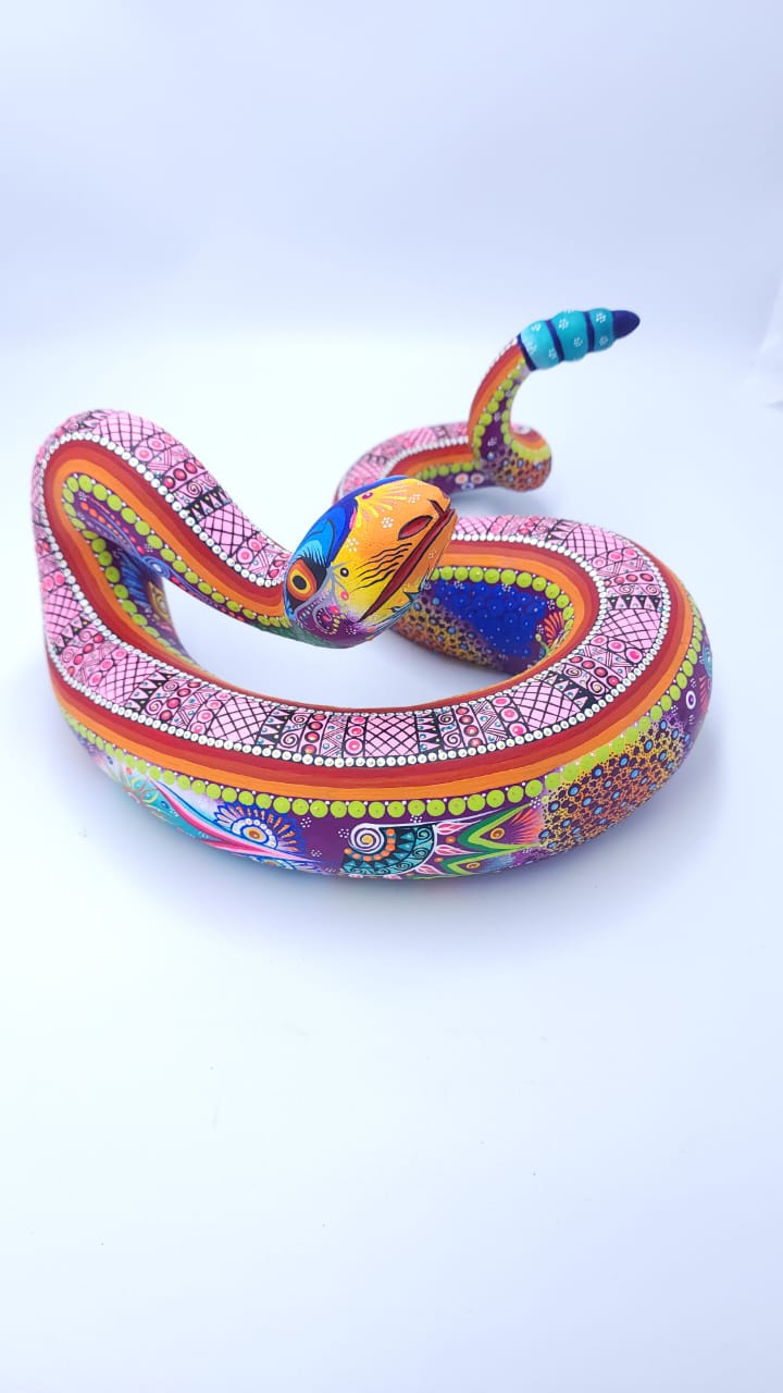 Great Mexican Oaxacan Wood Carving Tona snake By Cesar Melchor pp6565