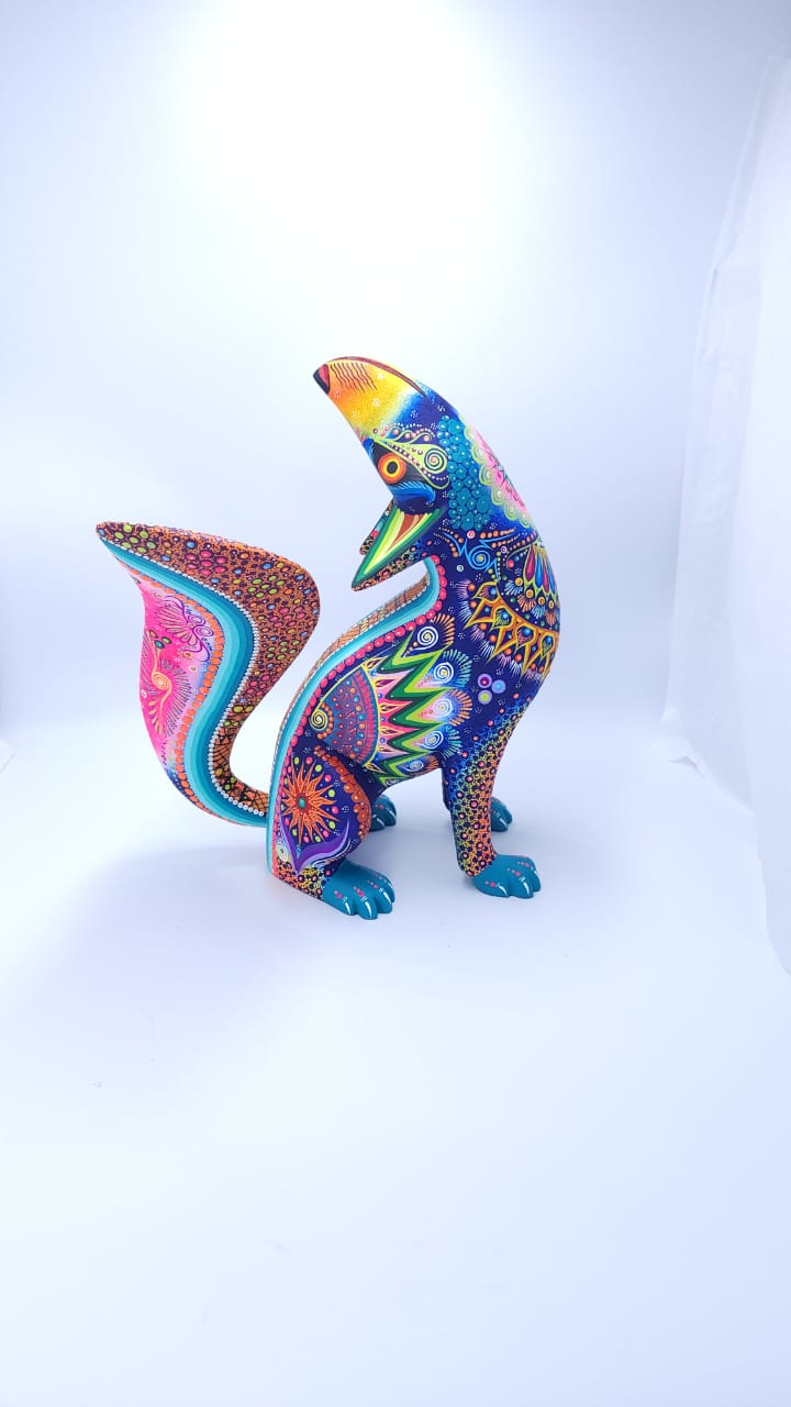 Coyote Great Mexican Oaxacan Wood Carving Tona alebrije  By Cesar Melchor pp6567