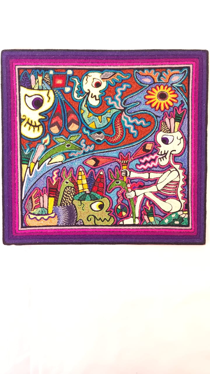 Paint Yarn  huichol Indian Yarn, Painting by Luis Castro PP6573