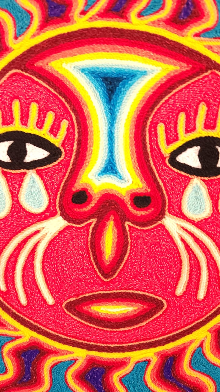 Huichol Yarn Painting Mexican Folk Art by Hilaria Chavez Carrillo PP6582