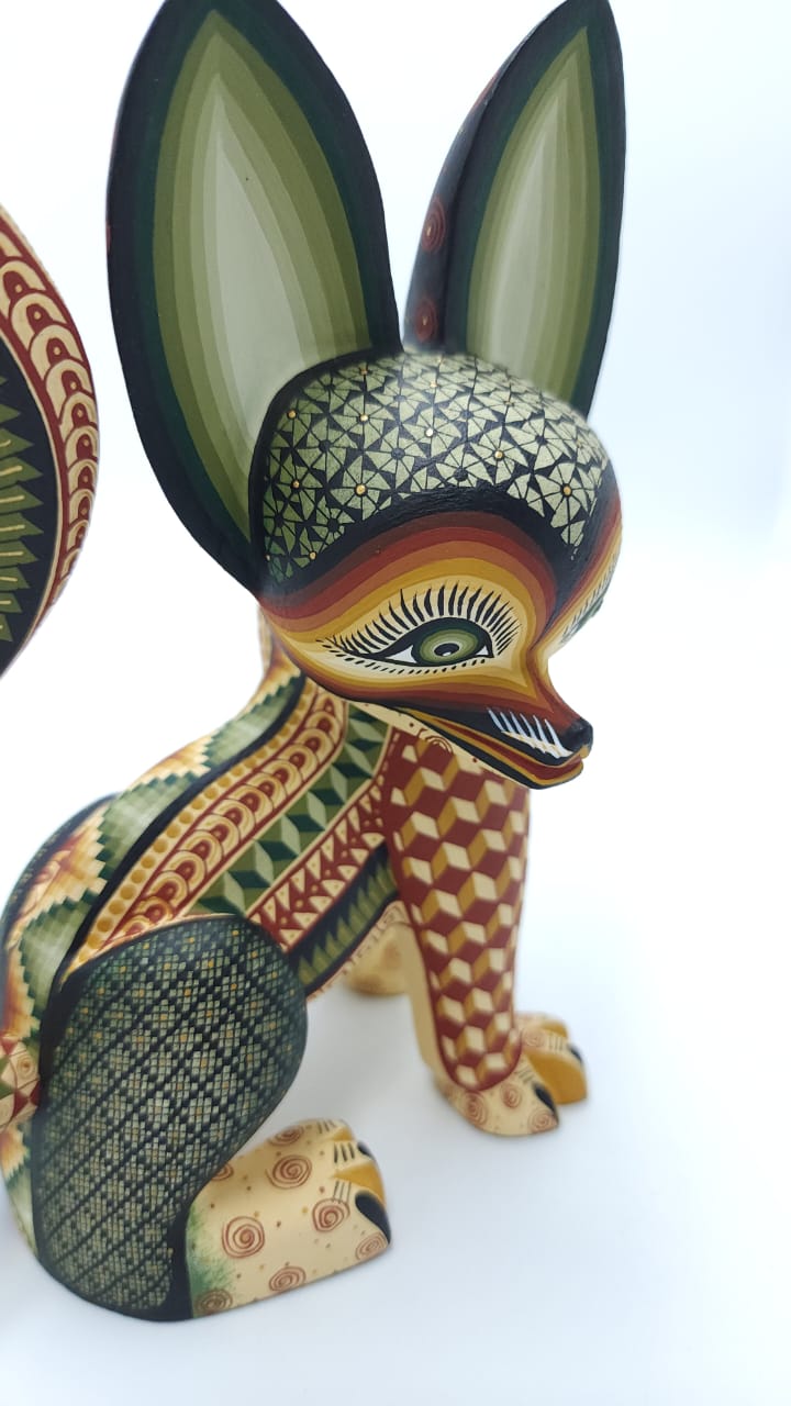 Mexican Oaxacan Wood Carving Fox By Ivan Fuentes  PP6610