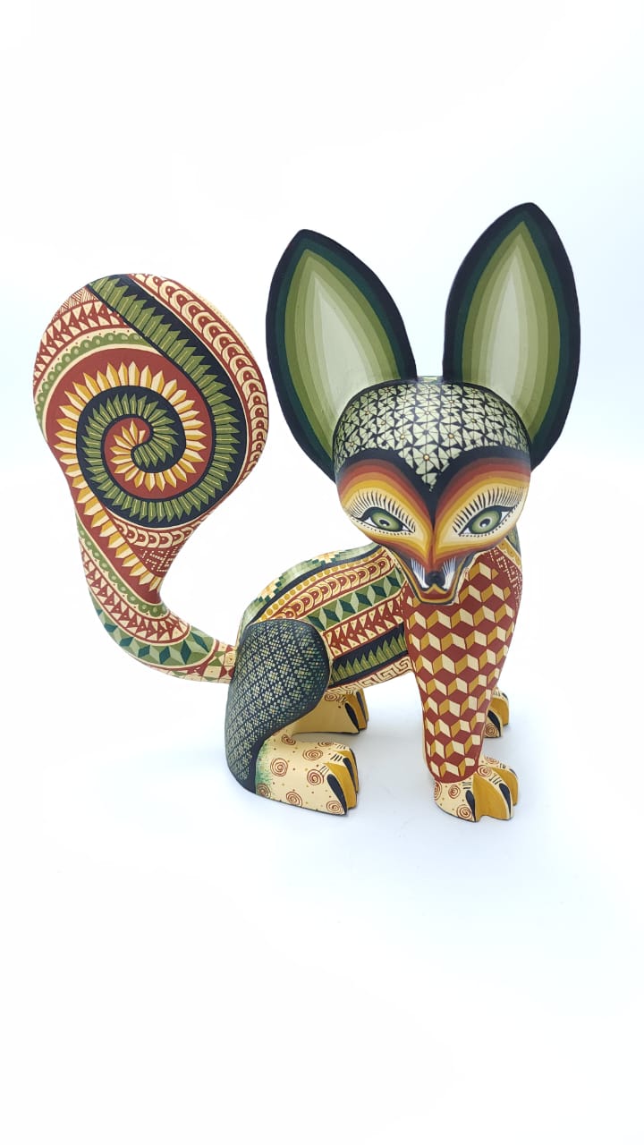 Mexican Oaxacan Wood Carving Fox By Ivan Fuentes  PP6610