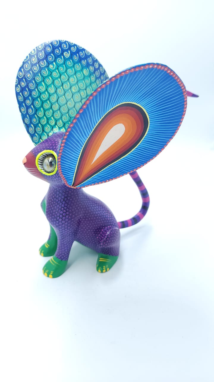 Great Mexican Oaxacan Wood Carving Alebrije Mouse  By Isaac Fabian PP6667
