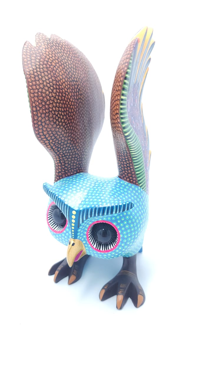 Owl Great Mexican Oaxacan Wood Carving Alebrije Owl  By Isaac Fabian PP6676