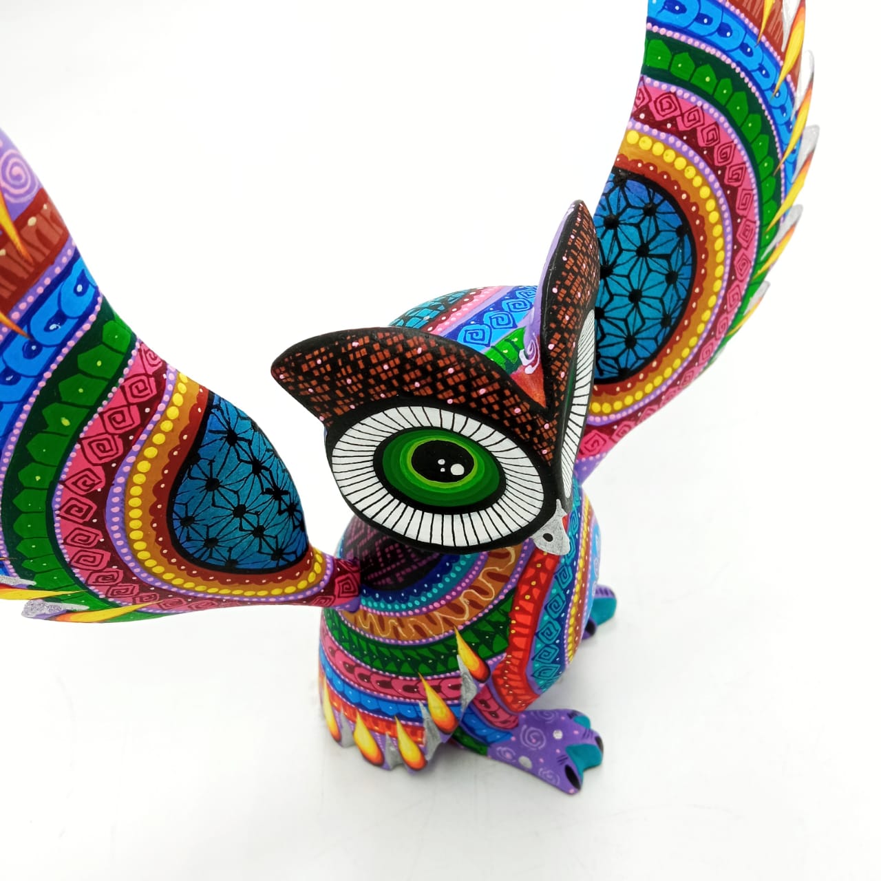 Mexican Oaxacan Wood Carving Owl By Ivan Fuentes PP6796