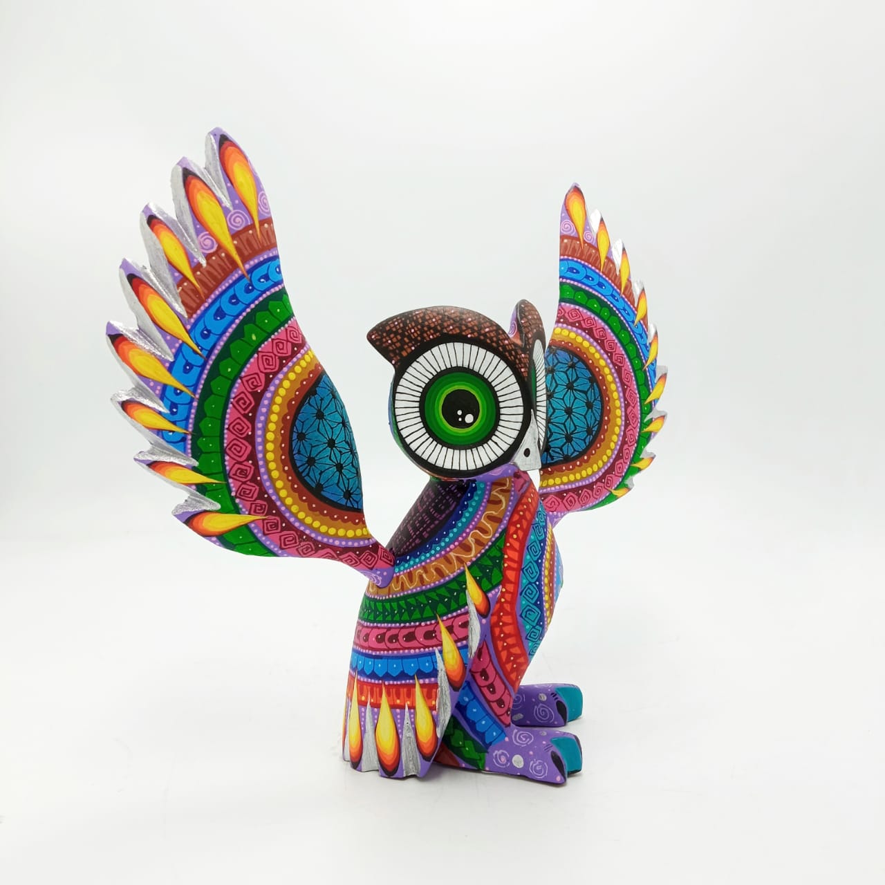 Mexican Oaxacan Wood Carving Owl By Ivan Fuentes PP6796