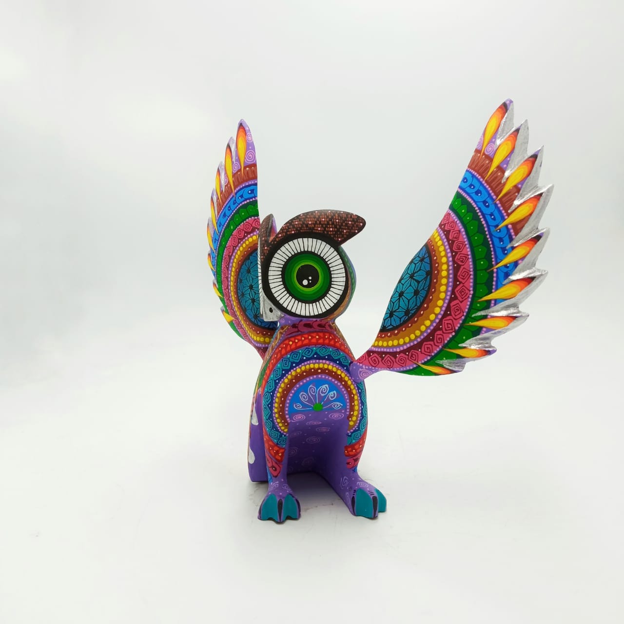 Mexican Oaxacan Wood Carving Owl By Ivan Fuentes PP6796