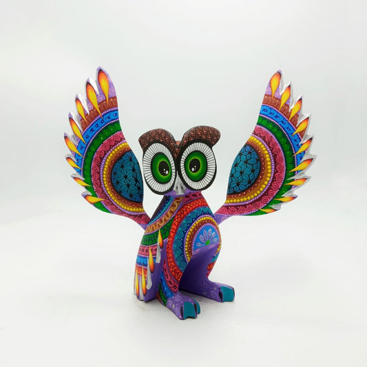 Mexican Oaxacan Wood Carving Owl By Ivan Fuentes PP6796