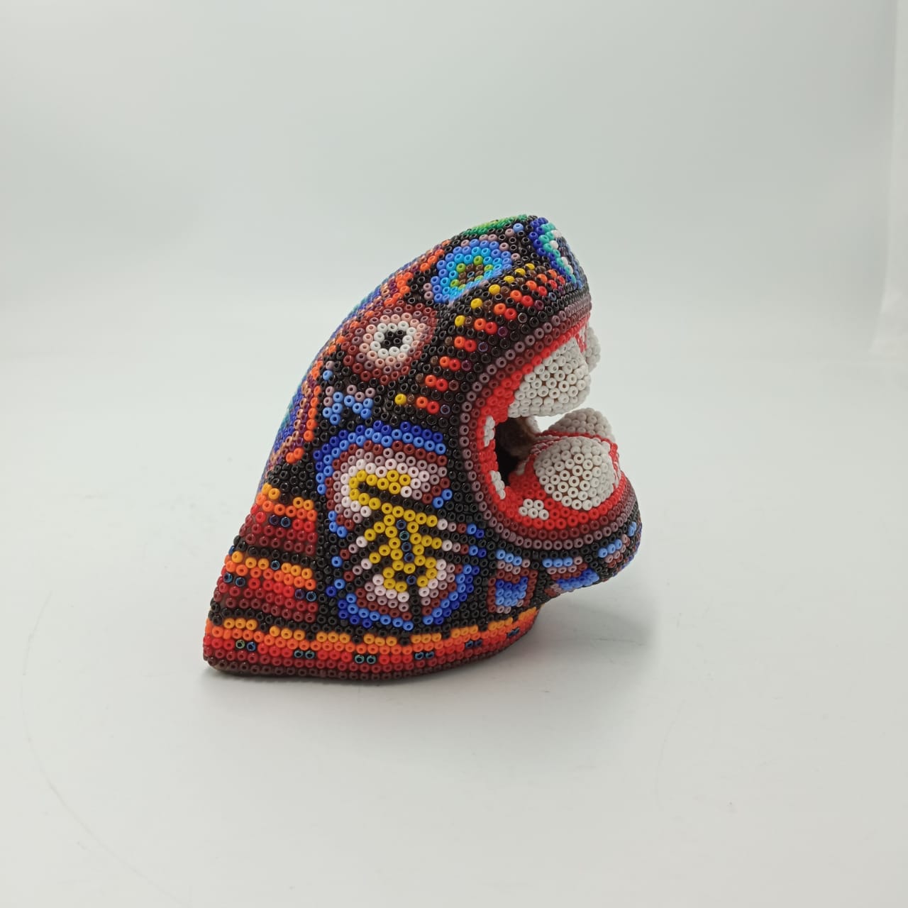 Fabulous Mexican Huichol Hand Beaded Jaguar Head By Octaviano Lopez PP6728