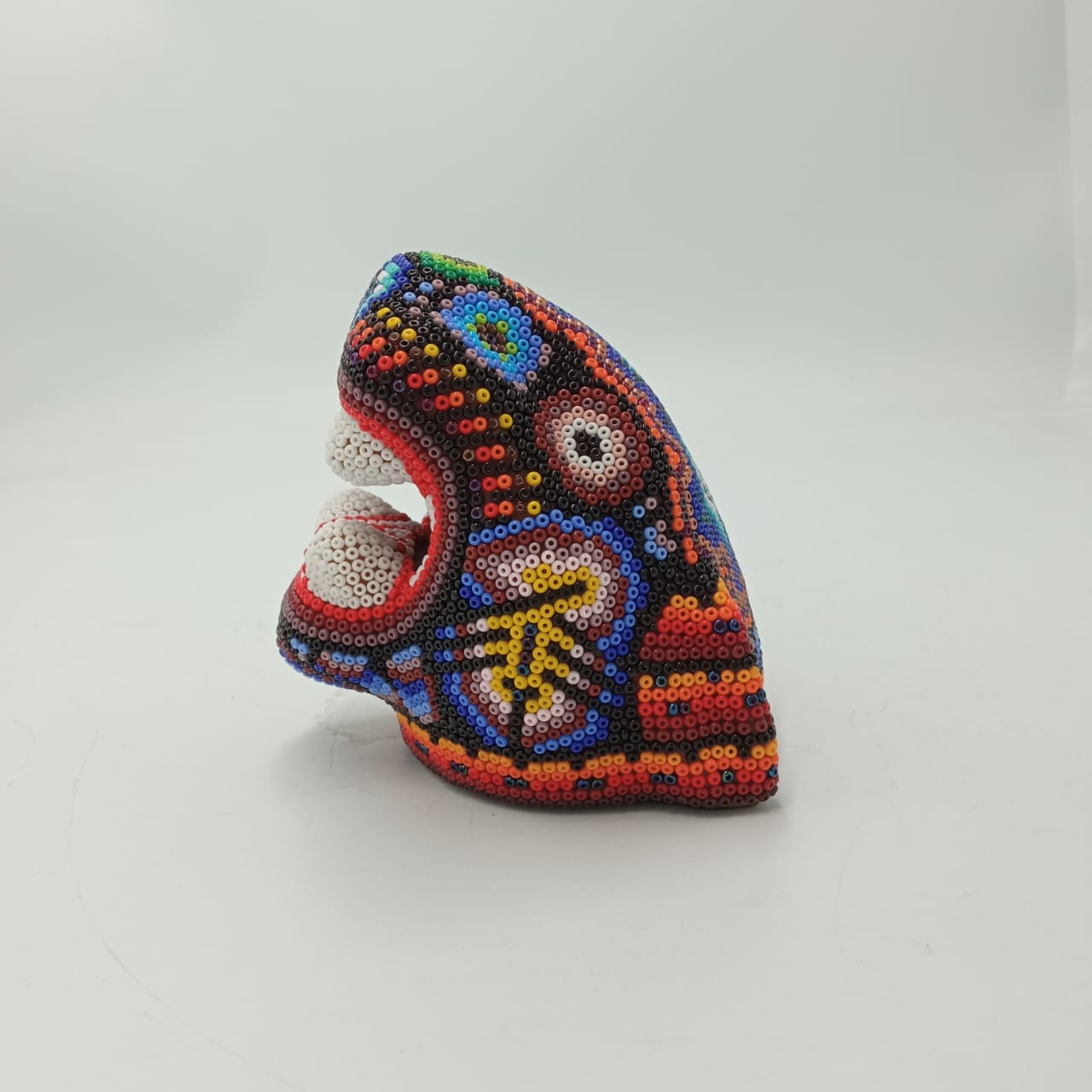 Fabulous Mexican Huichol Hand Beaded Jaguar Head By Octaviano Lopez PP6728