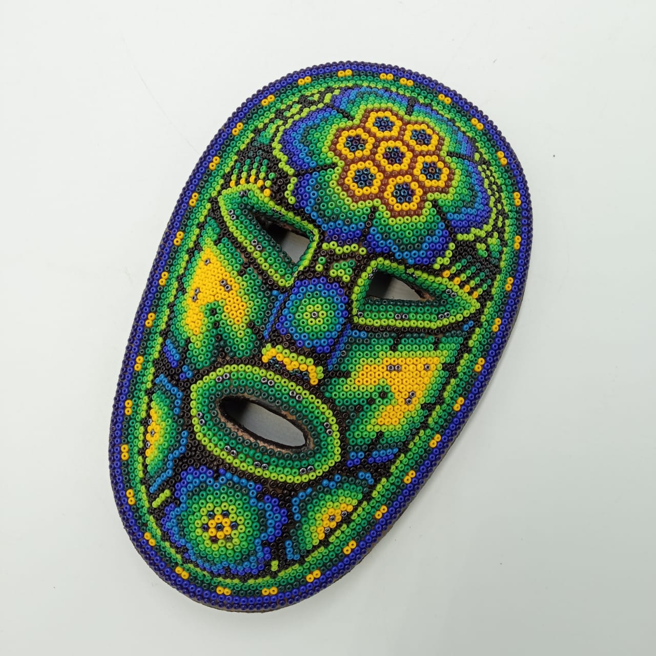 Neat Mexican Huichol Hand Beaded Mask By  Octaviano Lopez PP6752