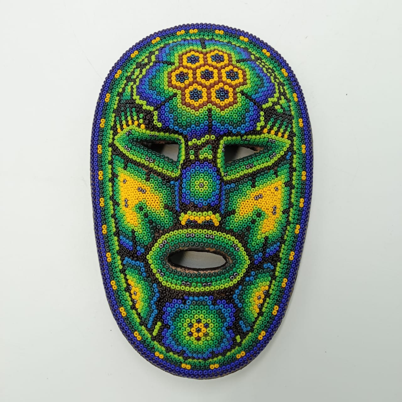 Neat Mexican Huichol Hand Beaded Mask By  Octaviano Lopez PP6752