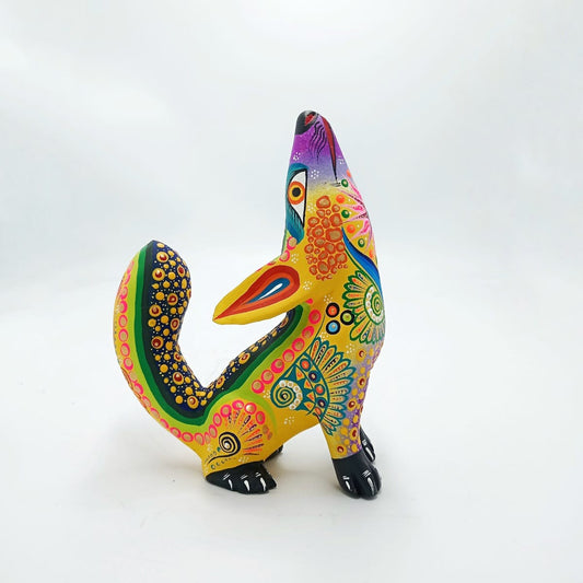 Oaxacan Wood Carving Alebrije Nahual Hand Made Coyote By Estudio 2403 PP6822