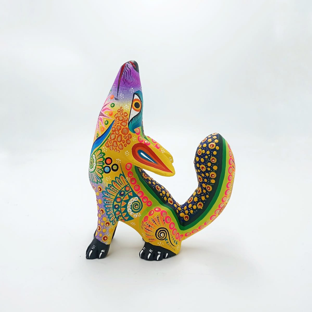 Oaxacan Wood Carving Alebrije Nahual Hand Made Coyote By Estudio 2403 PP6822