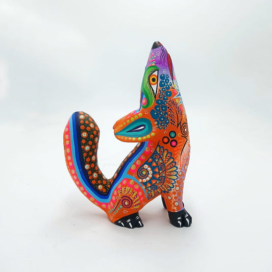 Oaxacan Wood Carving Alebrije Nahual Hand Made Coyote By Estudio 2403 PP6827