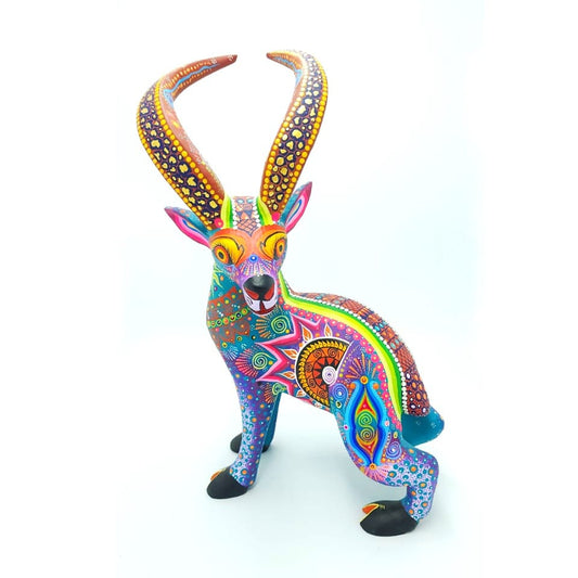 Oaxacan Wood Carving Alebrije Nahual Hand Made Antelope By Estudio 2403 PP6877