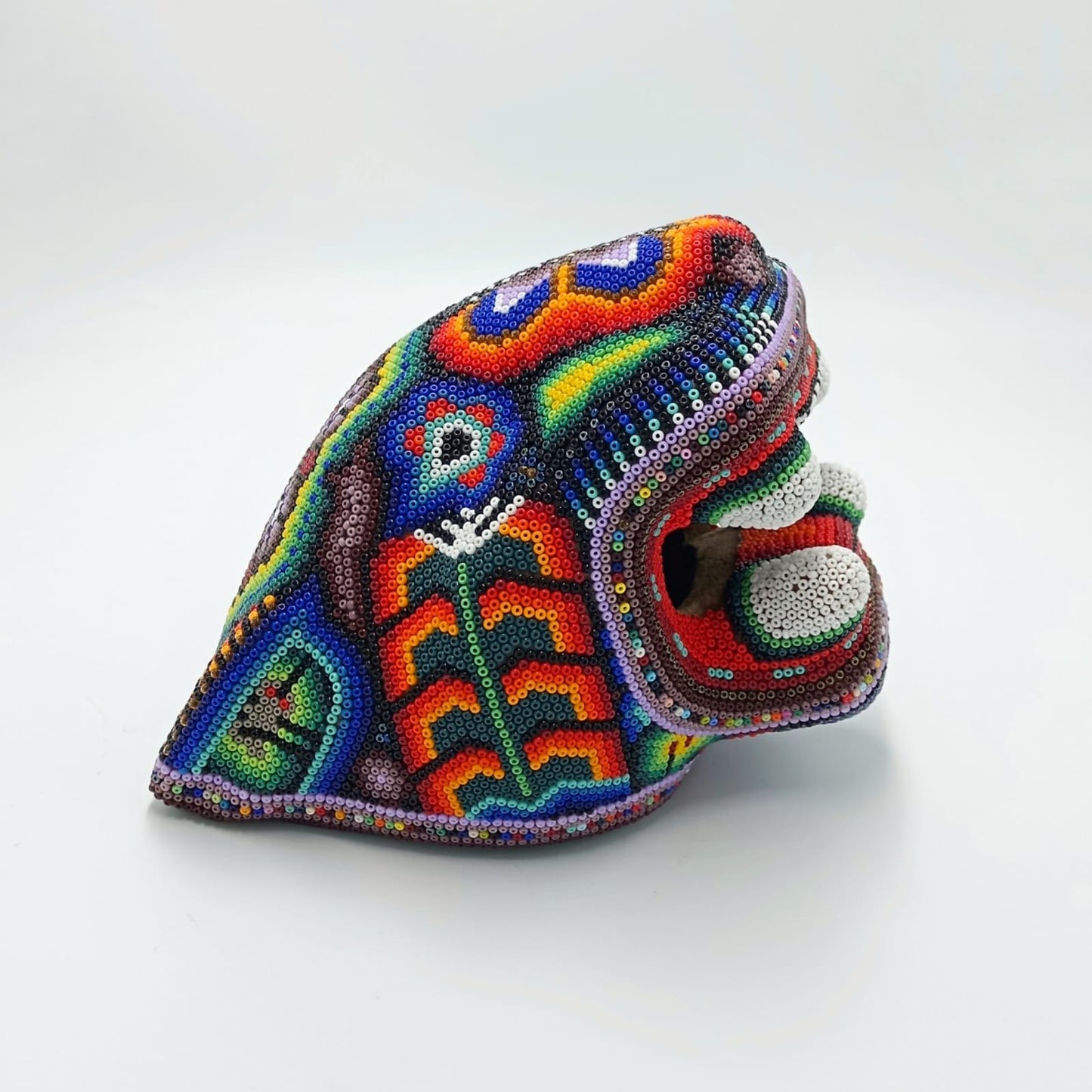 Mexican Huichol Hand Beaded Jaguar Head By Honorio Villa PP6859