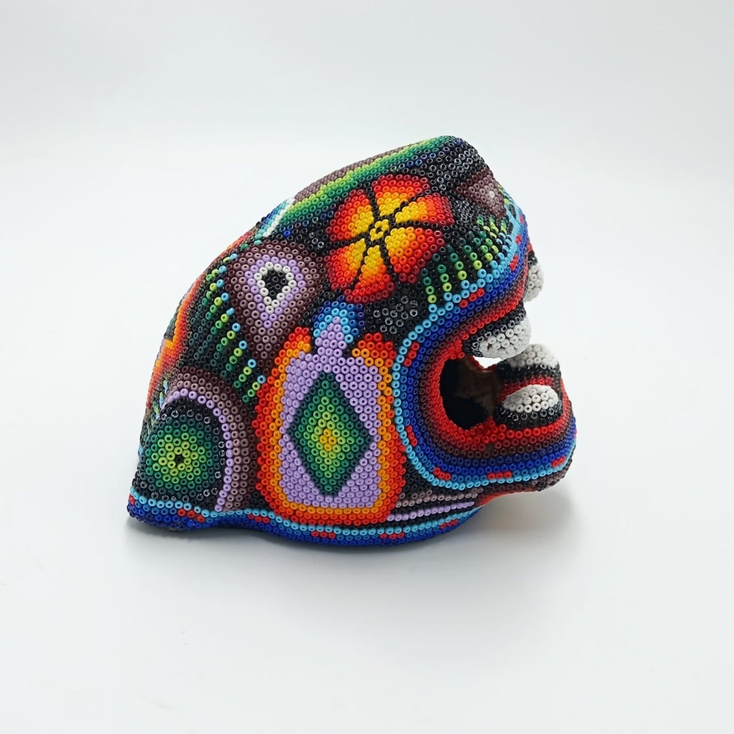 Mexican Huichol Hand Beaded Jaguar Head By Honorio Villa PP6860
