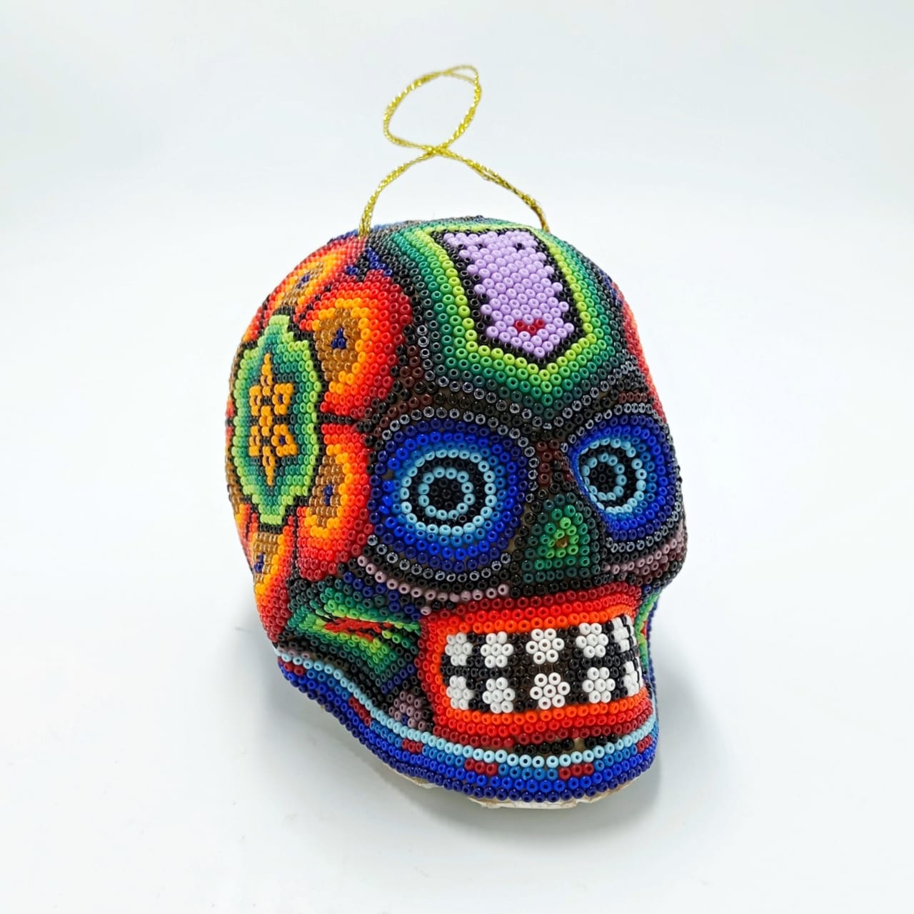 Stunning Huichol Hand Beaded Skull Sphere By Honorio Villa Lopez PP6873