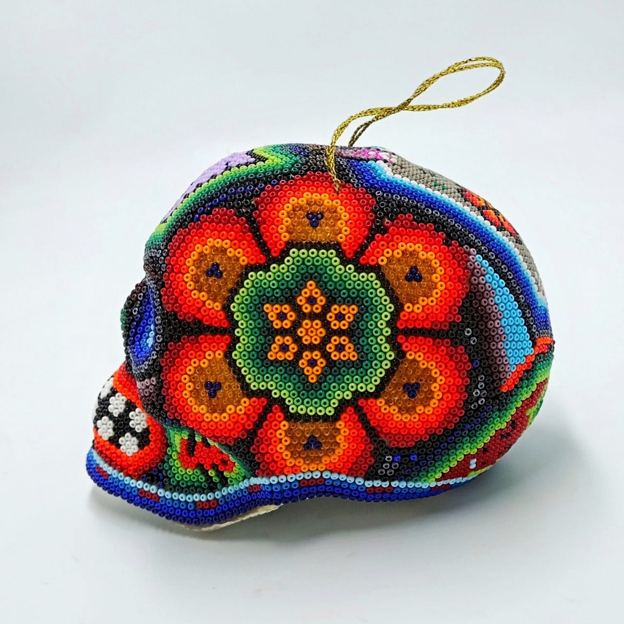 Stunning Huichol Hand Beaded Skull Sphere By Honorio Villa Lopez PP6873