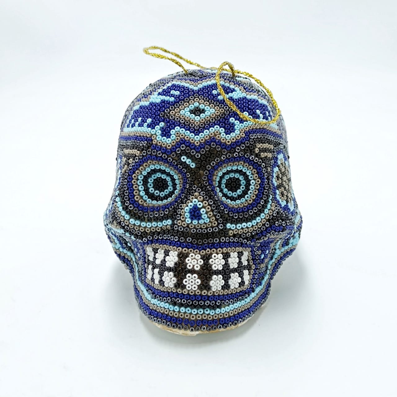 Stunning Huichol Hand Beaded Skull Sphere By Honorio Villa Lopez PP6871