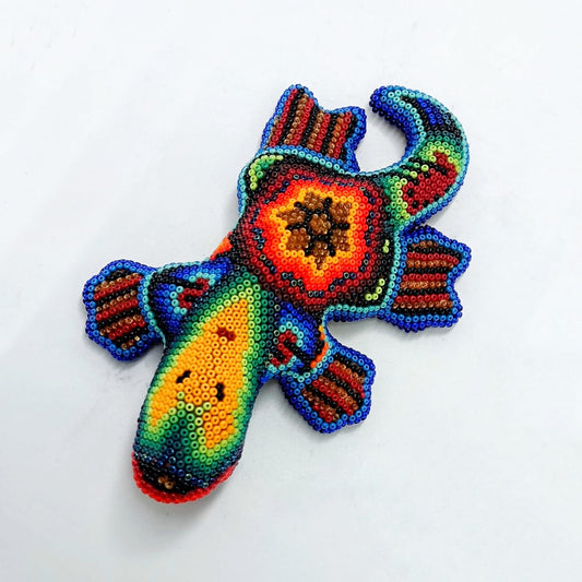 Huichol Indian Hand Beaded Geco By Honorio Villa Lopez PP6883