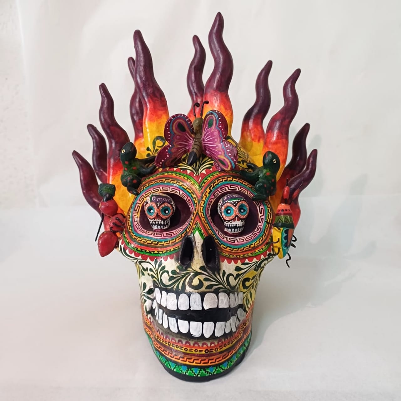 Day Of The Dead Ceramics Fire Skull By Alfonso Castillo PP6776